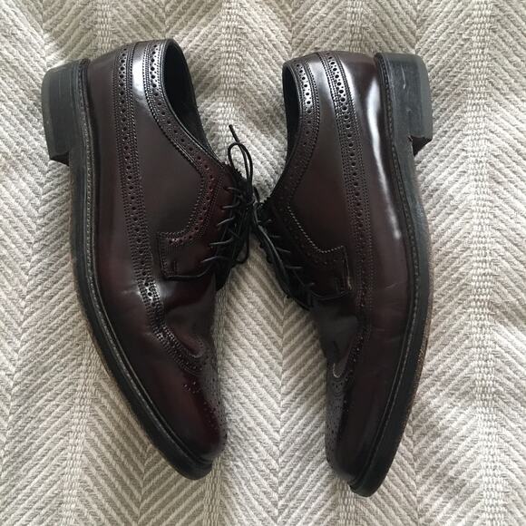 Florsheim Leather Dress Shoes Stratford Wing Tip Deep Burgundy Mens Sz 9C 76400 main image 9